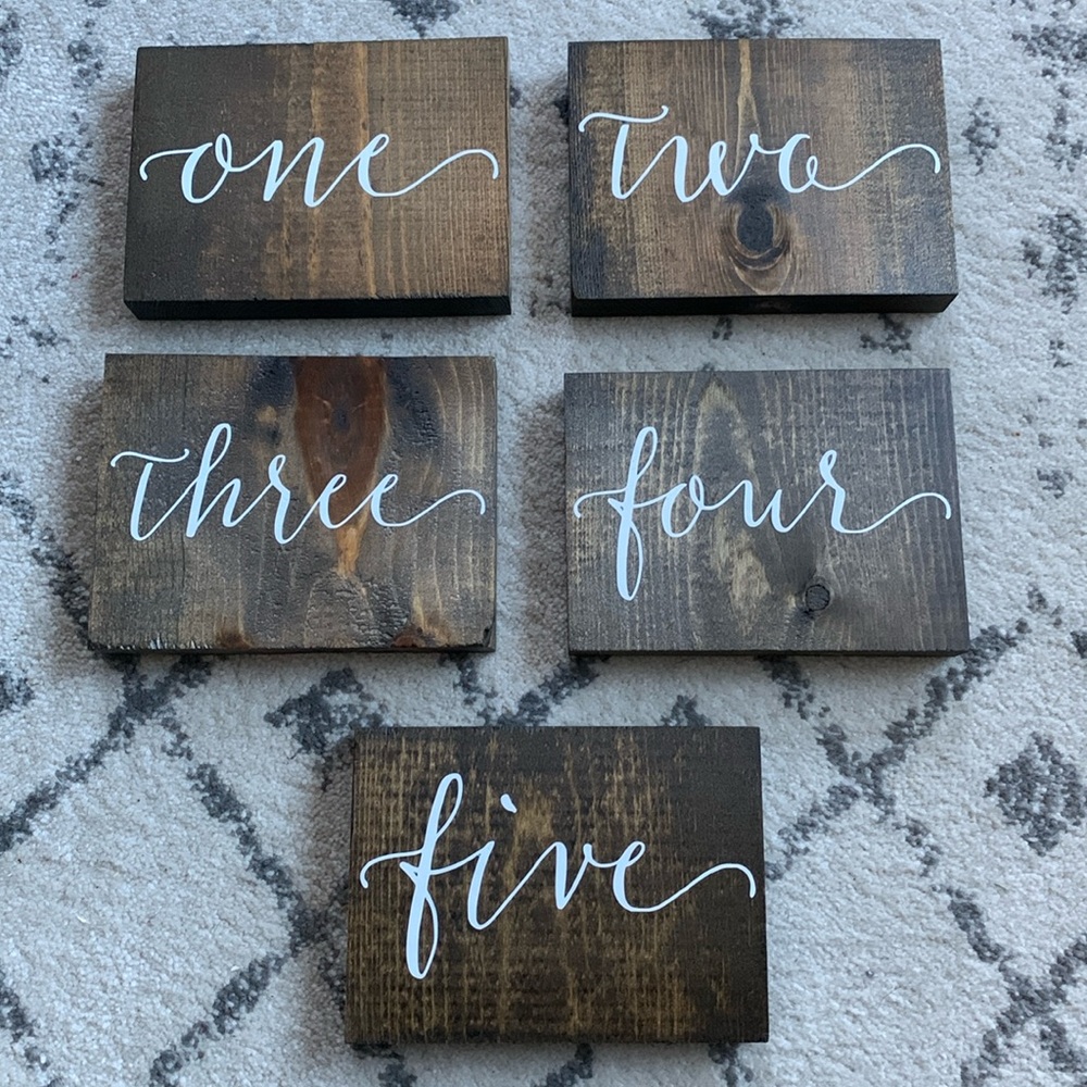 Wood Table Numbers 1-17